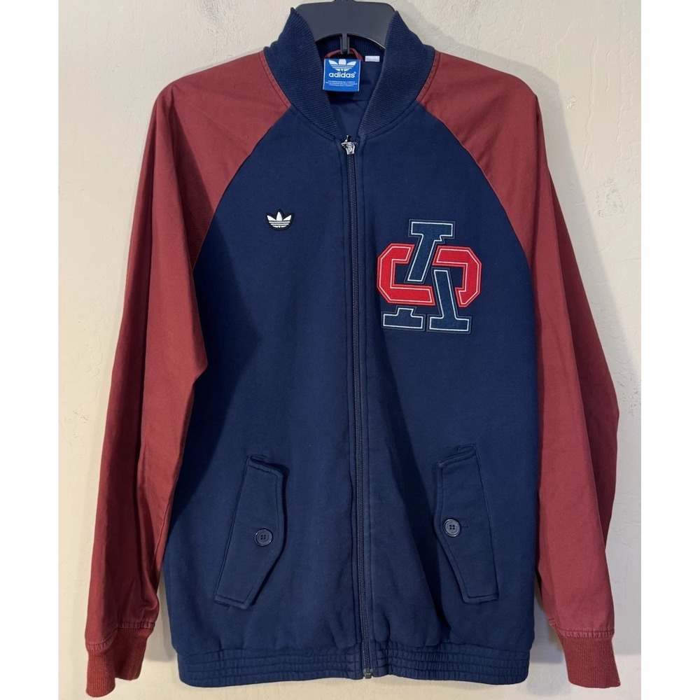 Adidas Jacket Men Medium M Blue‎ Red Varsity Collegiate Prep Originals Preppy
